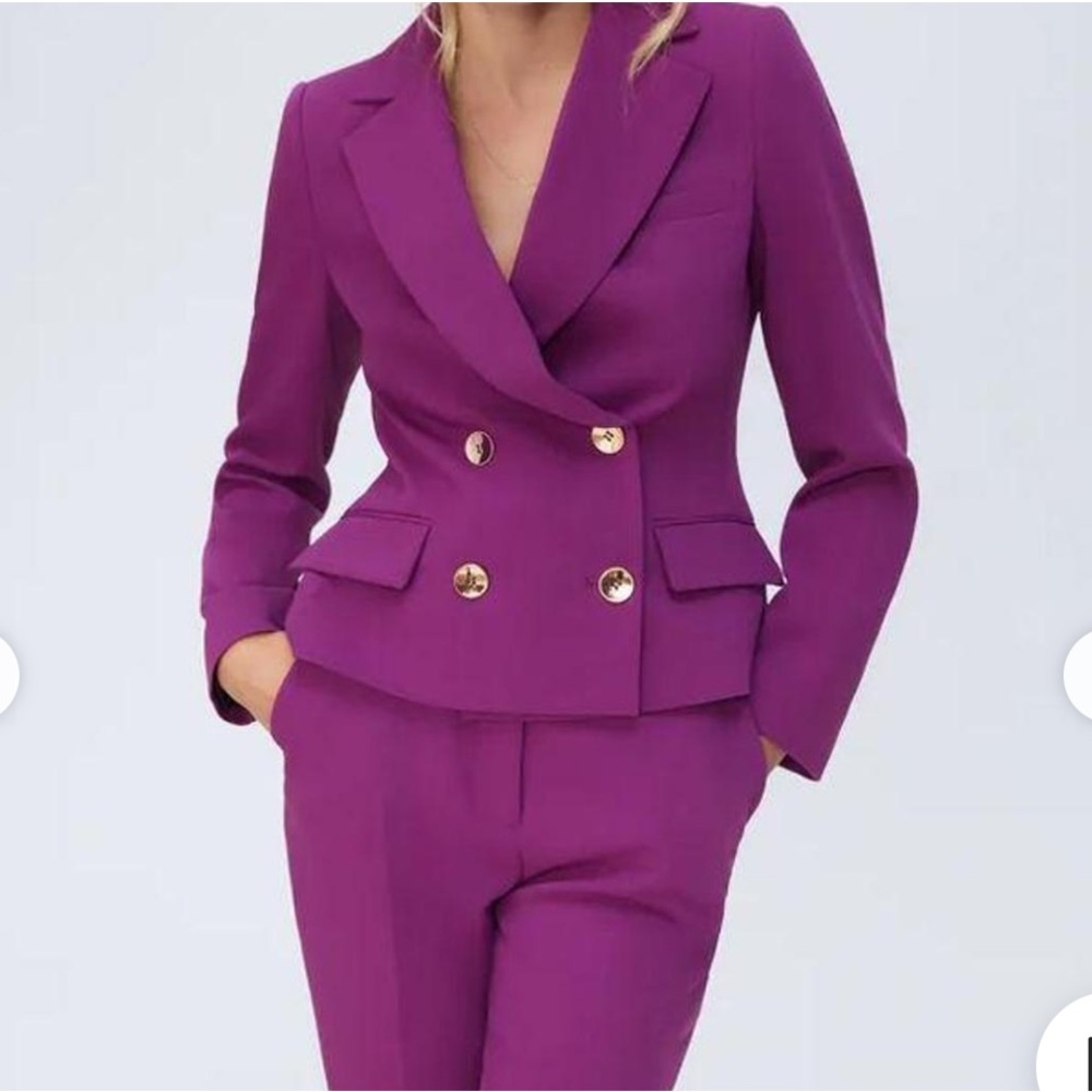 Zara double breasted purple blazer